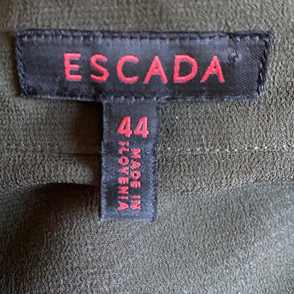 Escada 💯 Silk Dark Olive Beautiful Blouse - Picture 4 of 11